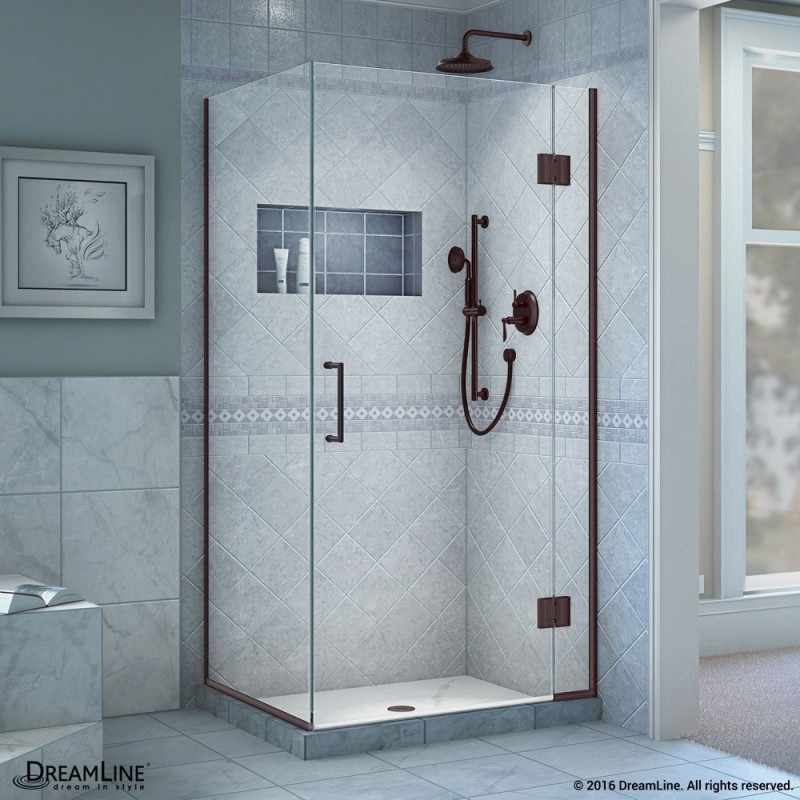 DreamLine Unidoor-X 34 in. W x 34.375 in. D x 72 in. H Hinged Shower Enclosure in Oil Rubbed Bronze Finish
