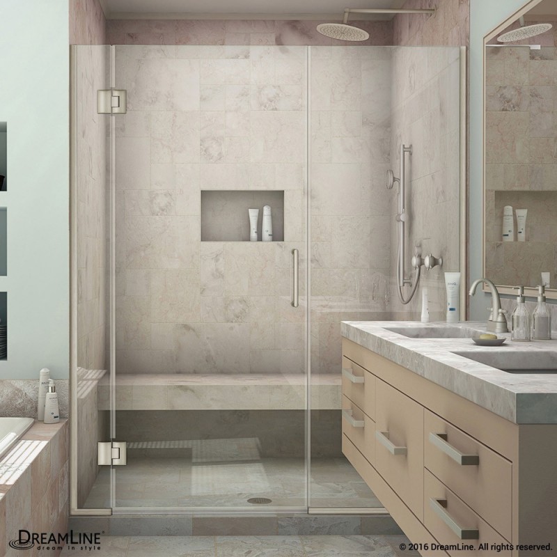 DreamLine Unidoor-X 42 - 42 1/2 in. W x 72 in. H Hinged Shower Door in Brushed Nickel Finish