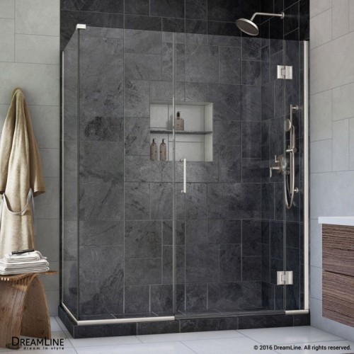 DreamLine Unidoor-X 46 in. W x 30.375 in. D x 72 in. H Hinged Shower Enclosure in Brushed Nickel Finish