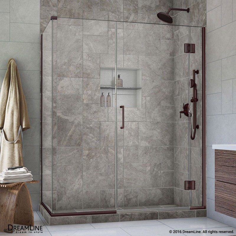 DreamLine Unidoor-X 58.5 in. W x 34.375 in. D x 72 in. H Hinged Shower Enclosure in Oil Rubbed Bronze Finish