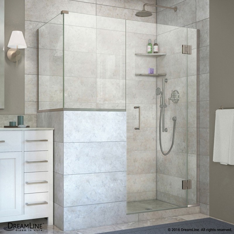 DreamLine Unidoor-X 48 in. W x 36.375 in. D x 72 in. H Hinged Shower Enclosure in Brushed Nickel Finish