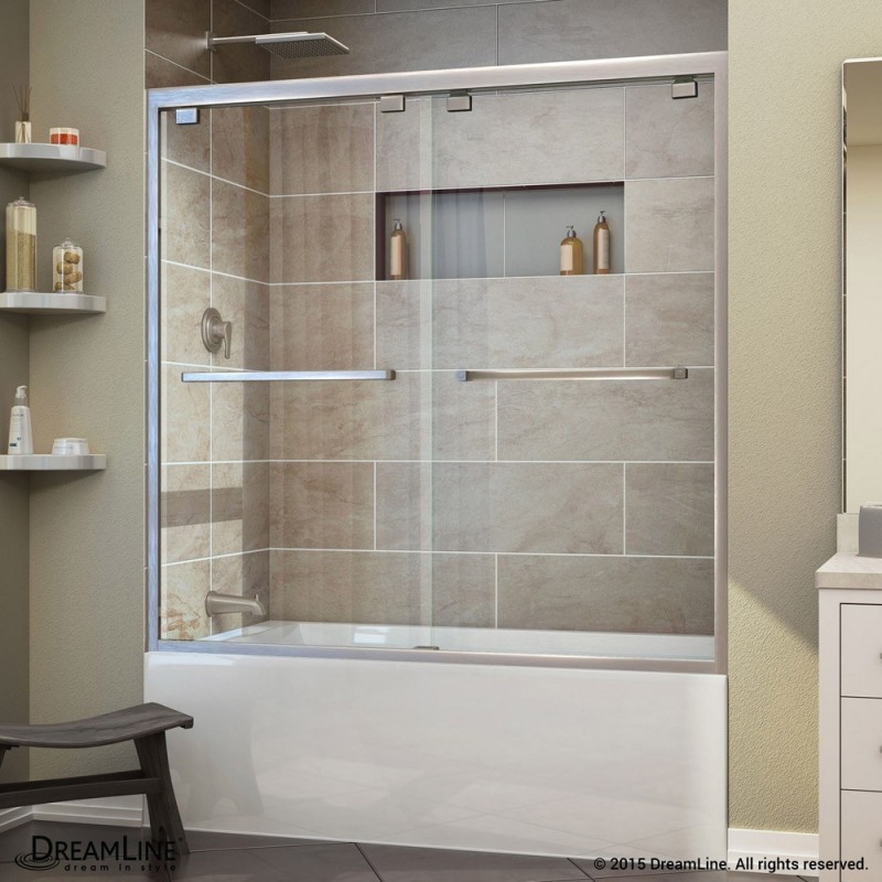 DreamLine Encore 56 - 60 in. W x 58 in. H Bypass Sliding Tub Door in Brushed Nickel Finish