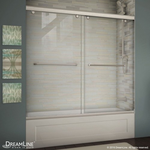 DreamLine Charisma 56 - 60 in. W x 58 in. H Bypass Sliding Tub Door in Brushed Nickel Finish