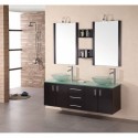 Portland 61" Double Sink - Wall Mount Vanity Set in Espresso