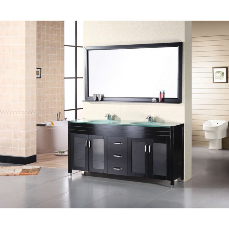 Waterfall 60" Double Sink Vanity Set in Espresso