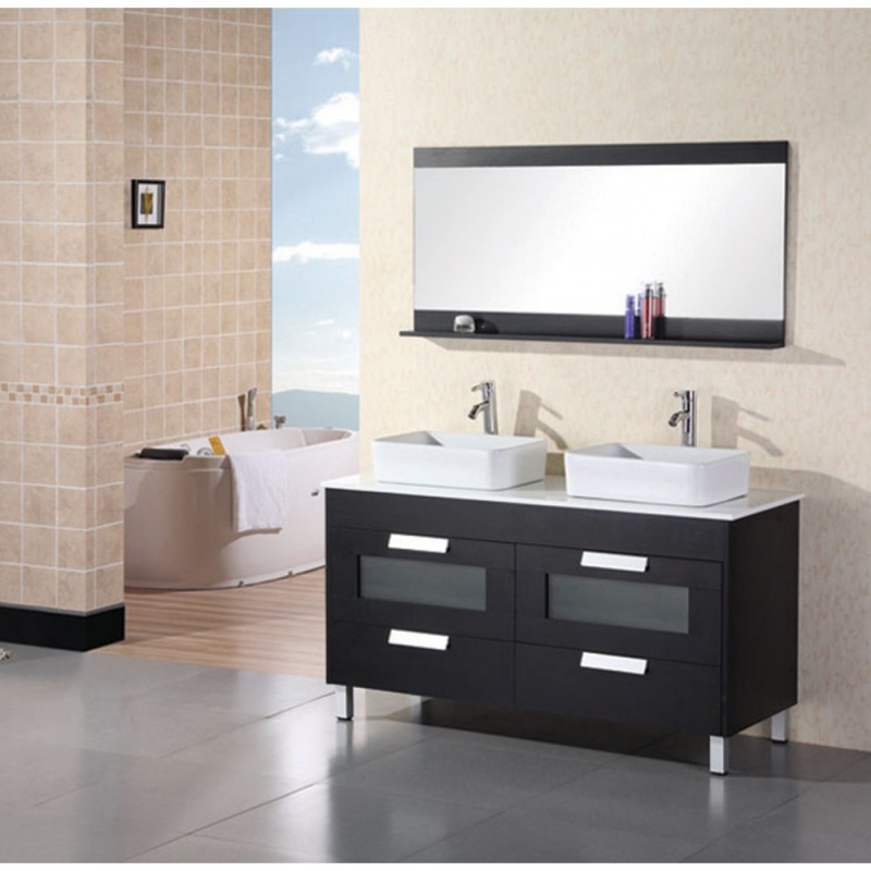 Francesca 55" Double Sink Vanity Set in Espresso