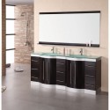 Jade 72" Double Sink Vanity Set in Espresso w/ Glass Top