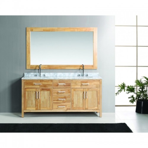 London 72" Double Sink Vanity Set in Honey Oak Finish