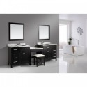 Two London 36" Single Sink Vanity Set in Espresso with One Make-up table in Espresso