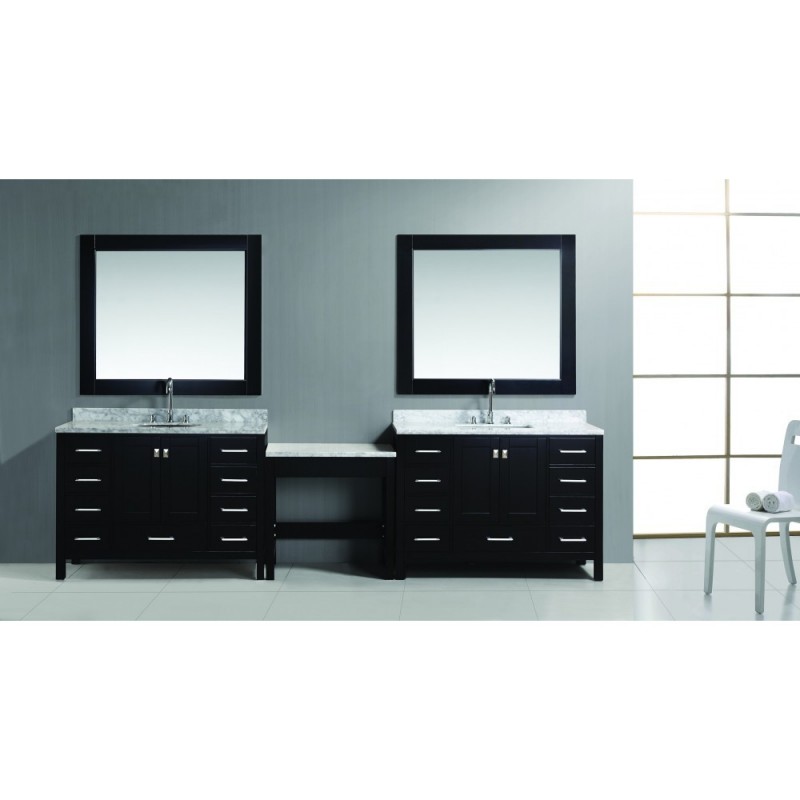 Two London 48" Single Sink Vanity Set in Espresso Finish with One Make-up table in Espresso