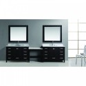 Two London 48" Single Sink Vanity Set in Espresso Finish with One Make-up table in Espresso