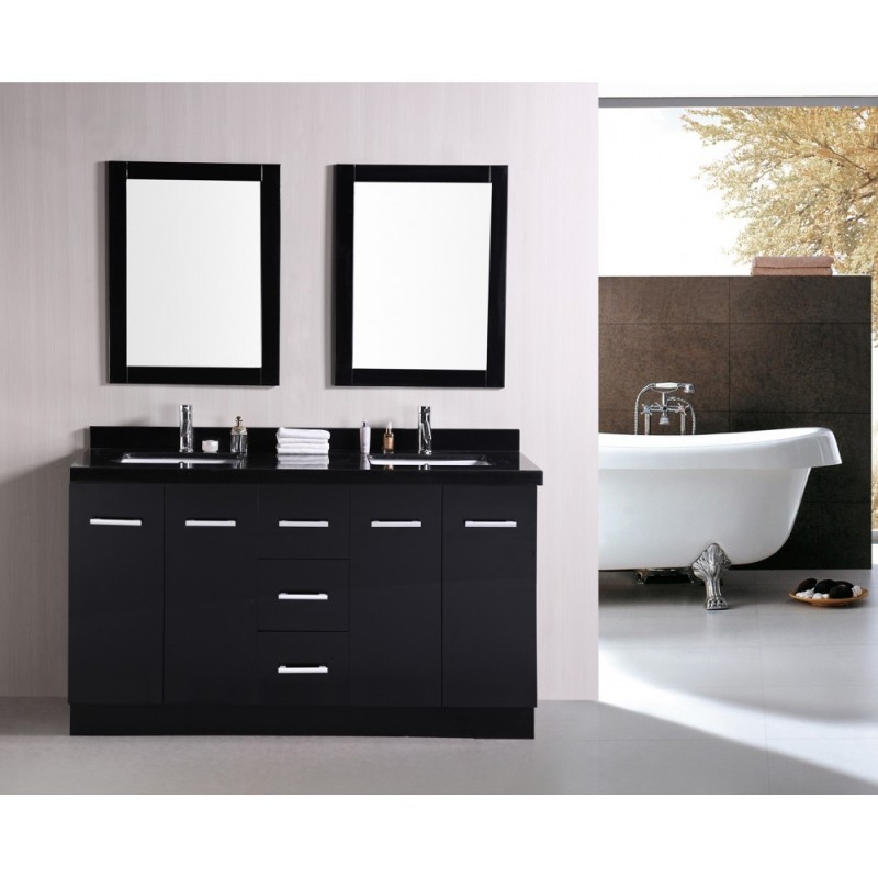 Cosmo 60" Double Sink Vanity Set in Espresso