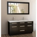 Moscony 60" Double Sink Vanity Set in Espresso and Matching Mirror in Espresso