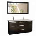 Moscony 60" Double Sink Vanity Set in Espresso and Matching Mirror in Espresso