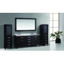 Design Element London 72" Double Sink Vanity Set in Espresso with Two matching linen cabinet in espresso